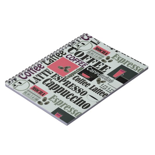 retro coffee kitchen pattern for espresso latte  notitieboek (Linkerzijde)