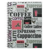 retro coffee kitchen pattern for espresso latte  notitieboek (Voorkant)