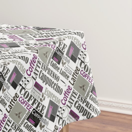 retro coffee kitchen pattern for espresso latte tafelkleed (Voorbeeld)