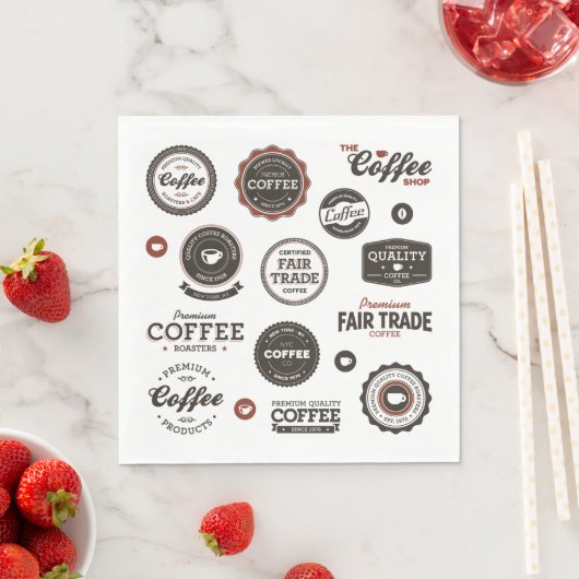 Retro Coffee Labels Napkins Servet (Insitu)
