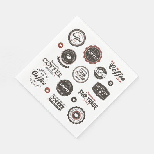 Retro Coffee Labels Napkins Servet (Hoek)
