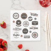 Retro Coffee Labels Napkins Servet