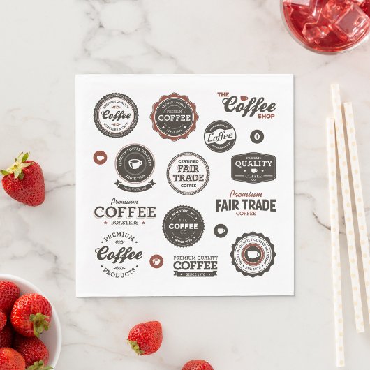 Retro Coffee Labels Napkins Servet