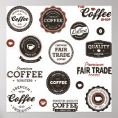 Retro Coffee Labels Poster (Voorkant)