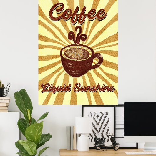 Retro Coffee Liquid Sunshine- Coffee Poster (Thuiskantoor)