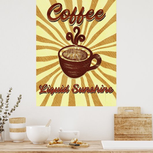 Retro Coffee Liquid Sunshine- Coffee Poster (Keuken)