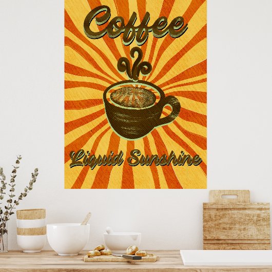 Retro Coffee Liquid Sunshine- Coffee Poster (Keuken)
