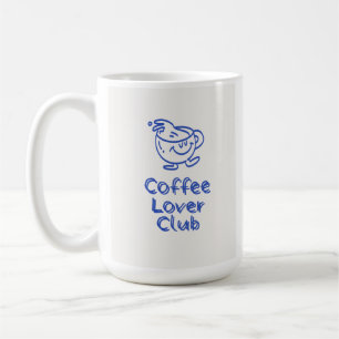 Retro Coffee Lover Club Lachende Mok Blauw Minimal