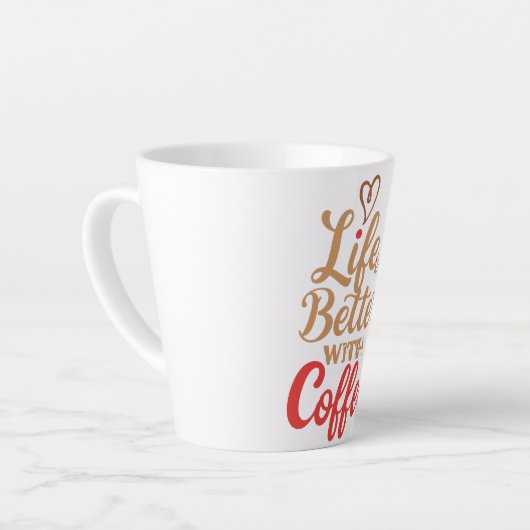 Retro Coffee Lover Typography Latte Mok (Linkerhoek)