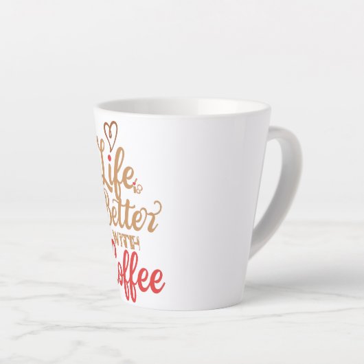 Retro Coffee Lover Typography Latte Mok (Rechterhoek)