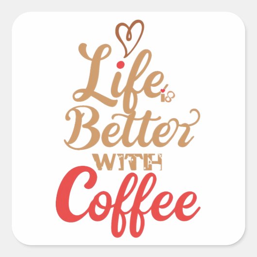 Retro Coffee Lover Typography Vierkante Sticker (Voorkant)