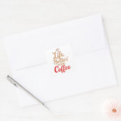 Retro Coffee Lover Typography Vierkante Sticker (Envelop)