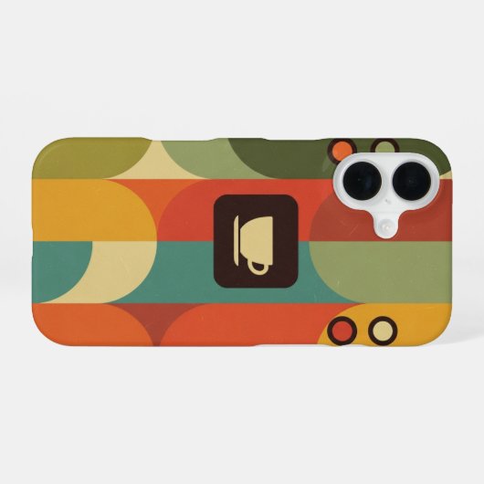 Retro Coffee Machine Panel iPhone 16 Hoesje (Achterkant horizontaal)