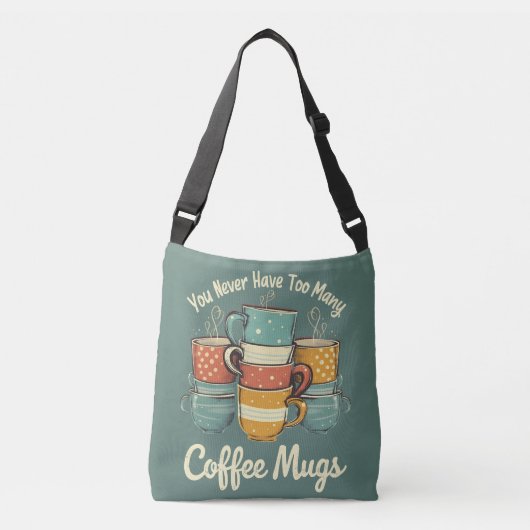 Retro Coffee Mok Stack Illustratie Crossbody Tas (Voorkant)