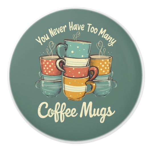Retro Coffee Mok Stack Illustratie Keramische Knop (Voorkant)