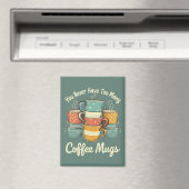 Retro Coffee Mok Stack Illustratie Magneet (Insitu (Vaatwasser))