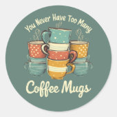Retro Coffee Mok Stack Illustratie Ronde Sticker (Voorkant)