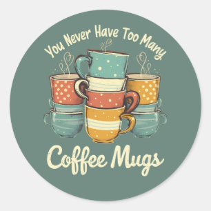 Retro Coffee Mok Stack Illustratie Ronde Sticker