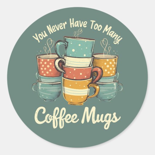 Retro Coffee Mok Stack Illustratie Ronde Sticker (Voorkant)