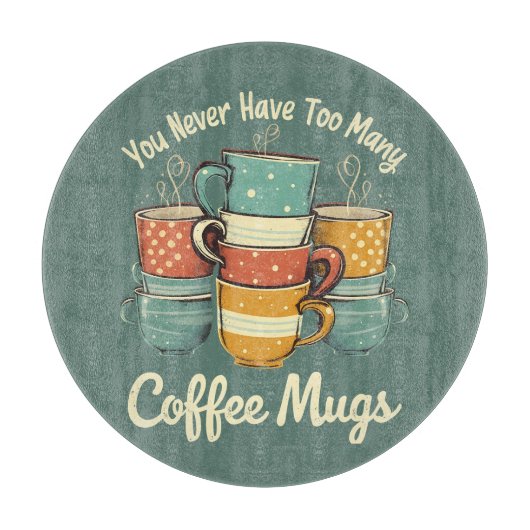 Retro Coffee Mok Stack Illustratie Snijplank (Voorkant)