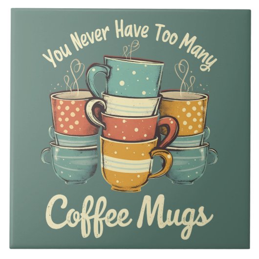 Retro Coffee Mok Stack Illustratie Tegeltje (Voorkant)