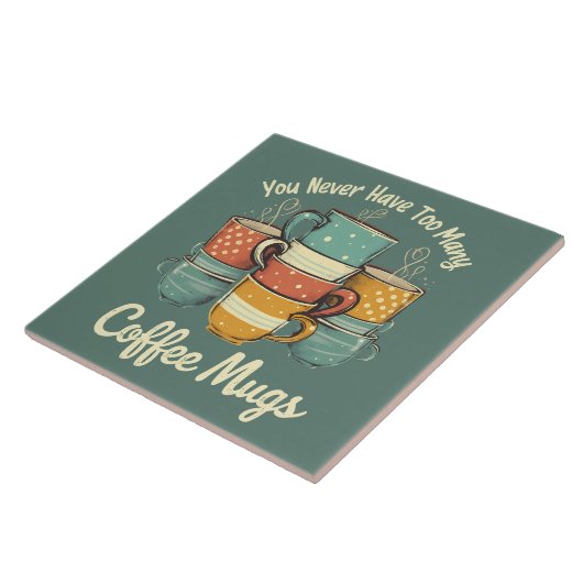 Retro Coffee Mok Stack Illustratie Tegeltje (Zijkant)