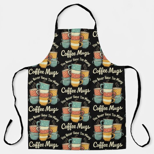 Retro Coffee Mok Stack  ontwerp Schort (Voorkant)