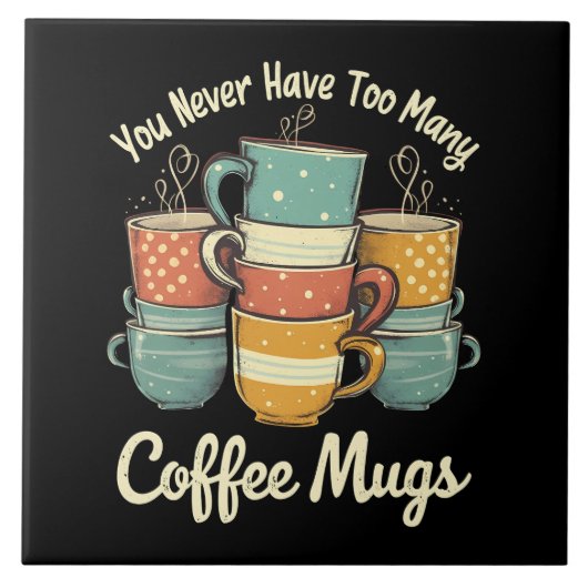 Retro Coffee Mok Stack  ontwerp Tegeltje (Voorkant)