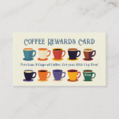 Retro Coffee Shop Rewards Loyalty Punch Card Visitekaartje (Voorkant)