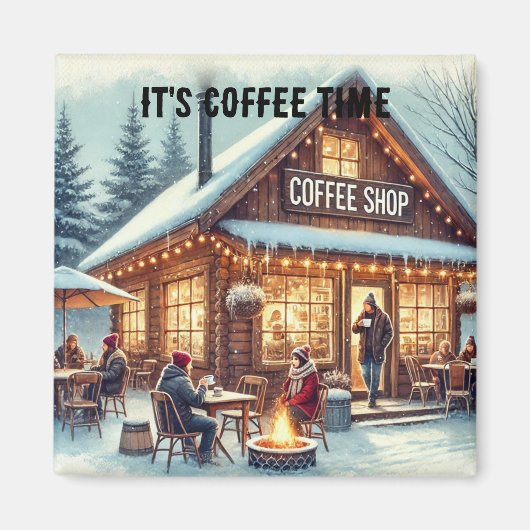 Retro Coffee Shop Vibes Magneet (Voorkant)