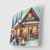 Retro Coffee Shop Vibes Vierkante Klok (Hoek)