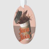 Retro Coffee Splash Mocha Pink Paper Cup Java Jive Ornament (voorkant)