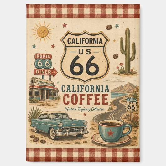 Retro Coffee Stop California Aandenken Magneet (Voorkant)