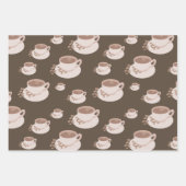 Retro Coffee Time Cups Brown Flat Inpakpapier Vel (Voorkant)
