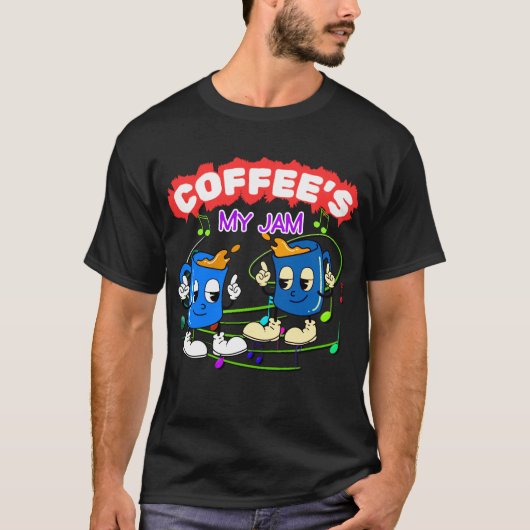 Retro Coffee's My Jam Nostalgic Dancing Cups T-shirt (Voorkant)