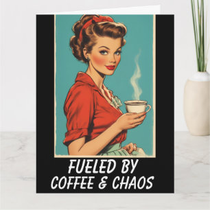 RETRO COFFIE HUISVROUW BLANKE VRIEND Gezenskaart Kaart