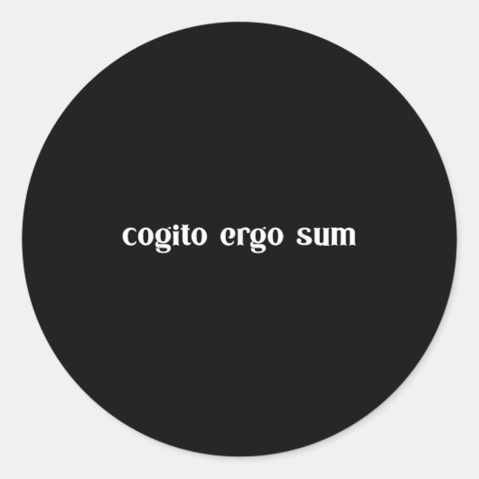 Retro Cogito Ergo Sum Metaphysics Humanism Ethics  Ronde Sticker (Voorkant)