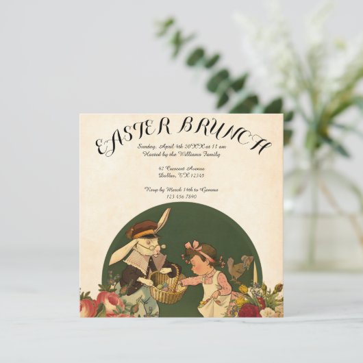  Retro Collage Paasbrunch Kaart (Staand voorkant)