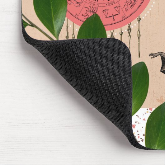  Retro Collage Roze Fun Unique Muismat (Hoek)