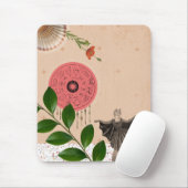  Retro Collage Roze Fun Unique Muismat (Met muis)