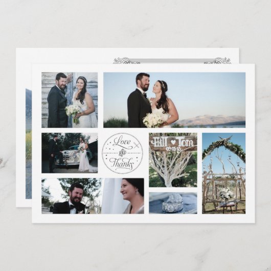 Retro Collage Weddenschap Foto Dank je kaarten (Voorkant / Achterkant)