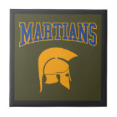 Retro College Blauw Sinaasappel Marsmannetjes Vars Tegeltje (Voorkant)