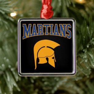 Retro College Blue Oranje martians Sport Metalen Ornament