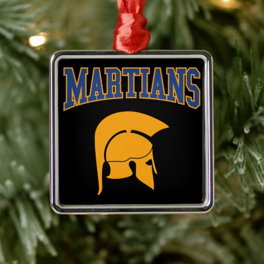 Retro College Blue Oranje martians Sport Metalen Ornament (Boom)