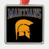 Retro College Blue Oranje martians Sport Metalen Ornament (Voorkant)