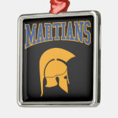 Retro College Blue Oranje martians Sport Metalen Ornament (Links)