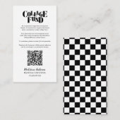 Retro College Fund Graduation Black Checkerboard Informatiekaartje (Voorkant / Achterkant)