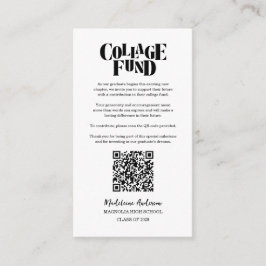 Retro College Fund Graduation Black Checkerboard Informatiekaartje