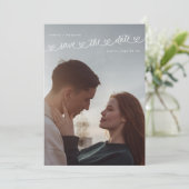 Retro College Liefjes Foto Bruiloft Save The Date (Staand voorkant)