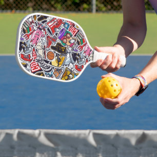 Retro College Pop Art Pickleball Paddle